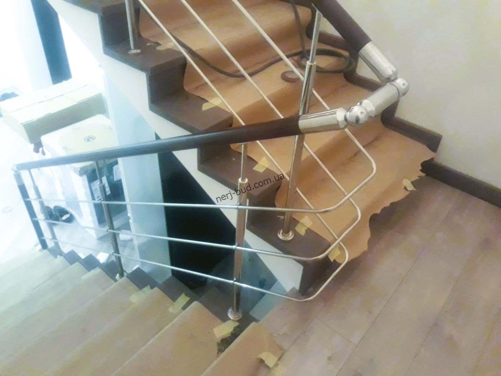 Перила комбіновані нержавійка та дерево ПВХ фото 2