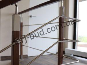 Перила комбіновані нержавійка та дерево D42 Перила комбіновані нержавійка та дерево фото