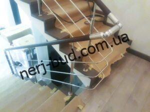 Перила комбіновані нержавійка та дерево ПВХ фото 2