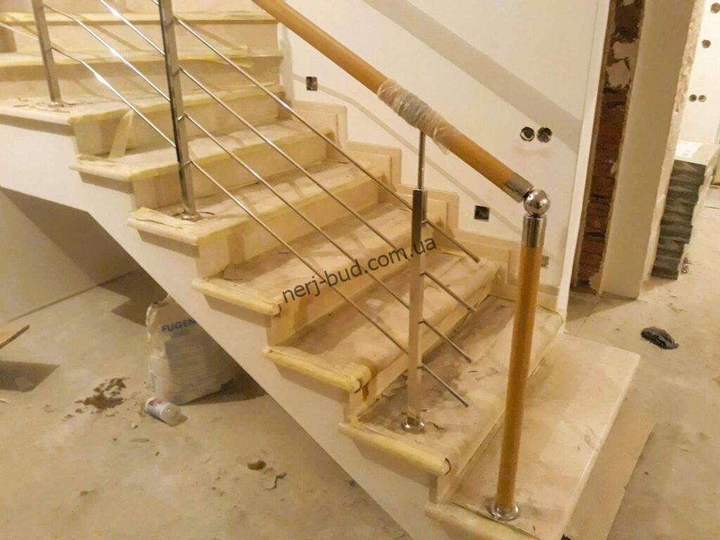 Перила комбіновані нержавійка та ПВХ фото